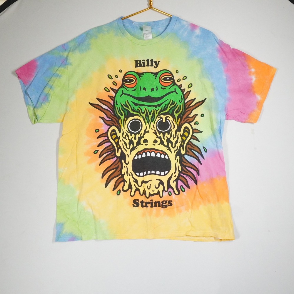 Billy Strings T Shirt Mens XL Rainbow Tie Dye 2025 Winter Tour Will Carsola Frog